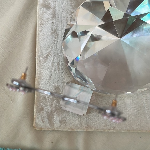 Sterling Silver Butterfly Crystal Pearl Earrings - Picture 7 of 7